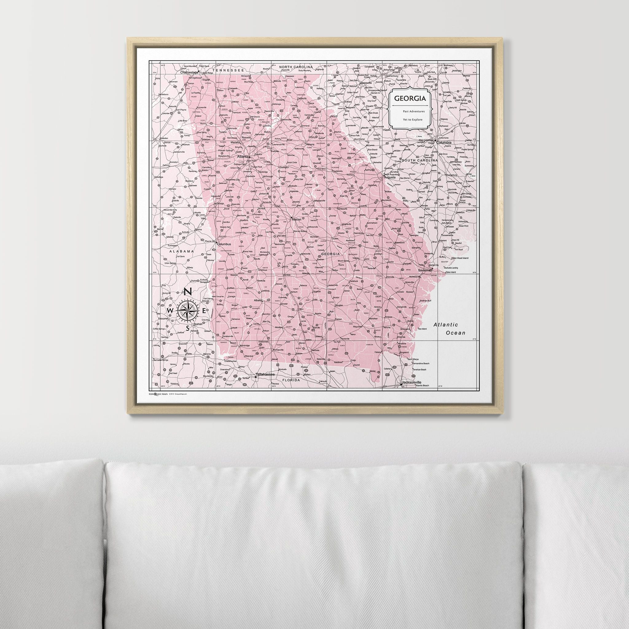 Push Pin Georgia Map (Pin Board) - Pink Color Splash CM Pin Board