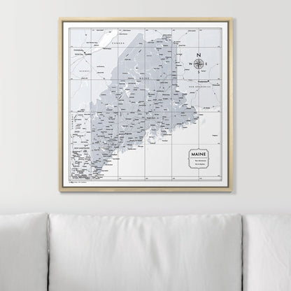 Push Pin Maine Map (Pin Board) - Light Gray Color Splash CM Pin Board