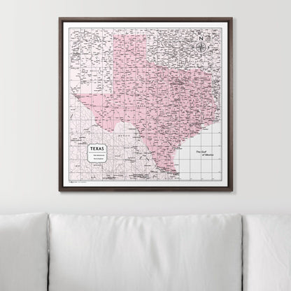 Push Pin Texas Map (Pin Board) - Pink Color Splash CM Pin Board