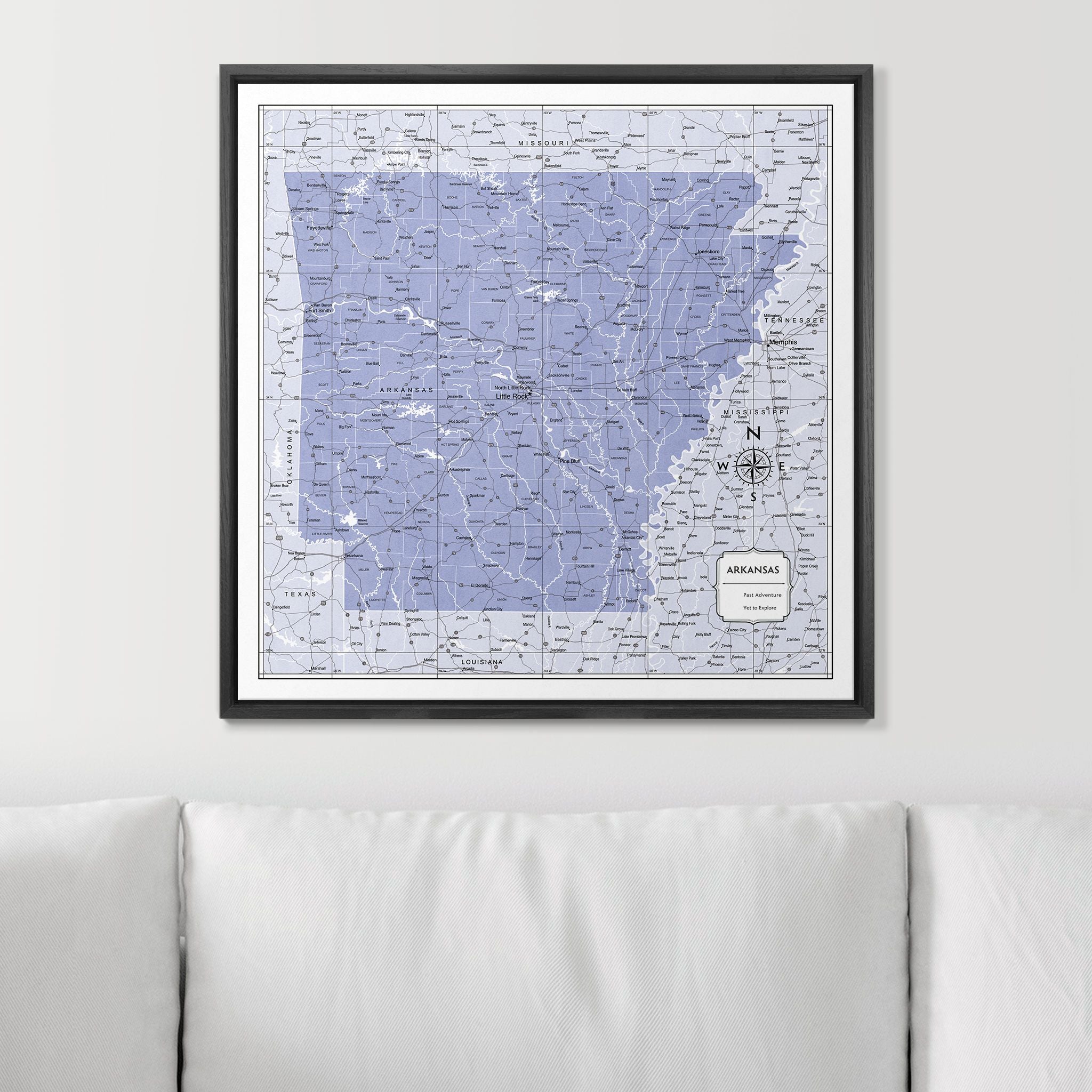 Push Pin Arkansas Map (Pin Board) - Purple Color Splash CM Pin Board