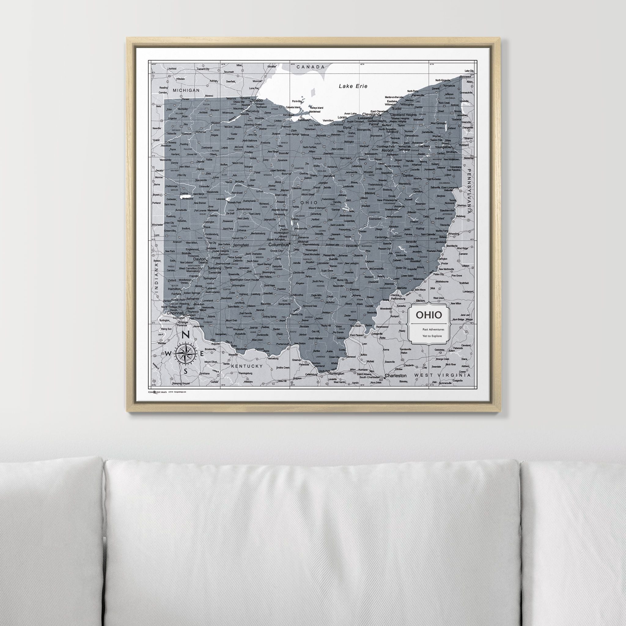 Push Pin Ohio Map (Pin Board) - Dark Gray Color Splash CM Pin Board