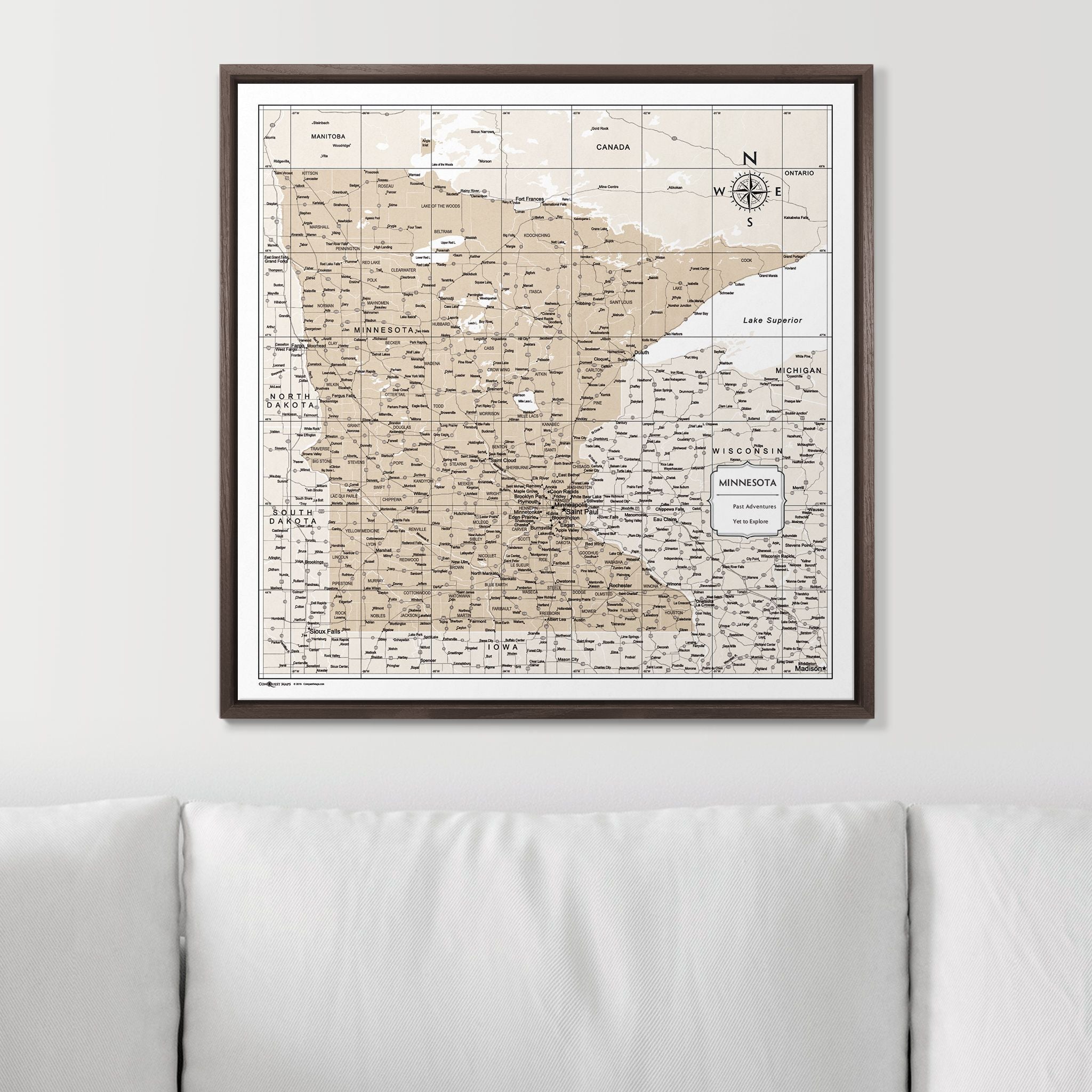 Push Pin Minnesota Map (Pin Board) - Light Brown Color Splash CM Pin Board