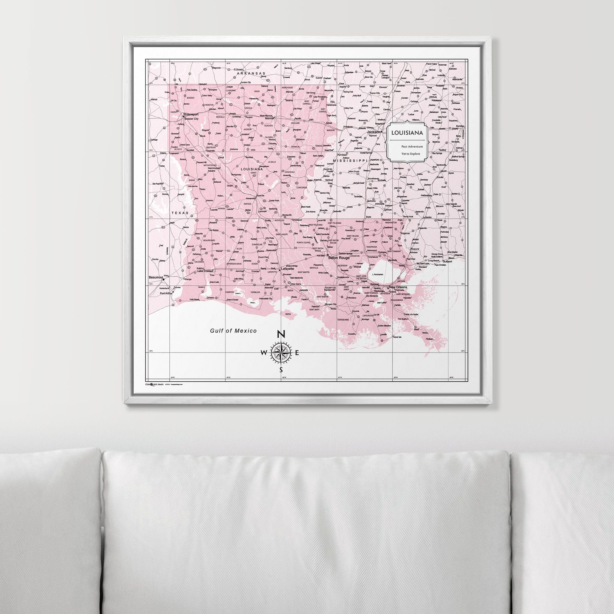 Push Pin Louisiana Map (Pin Board) - Pink Color Splash CM Pin Board