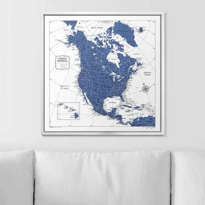 Push Pin North America Map (Pin Board) - Navy Color Splash CM Pin Board