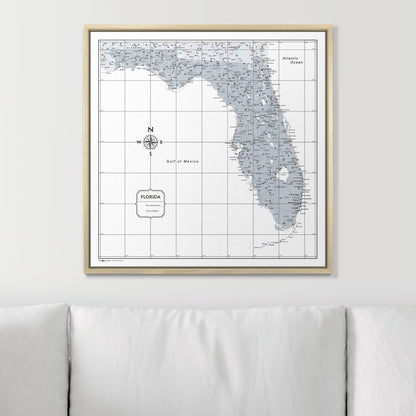 Push Pin Florida Map (Pin Board) - Light Gray Color Splash CM Pin Board