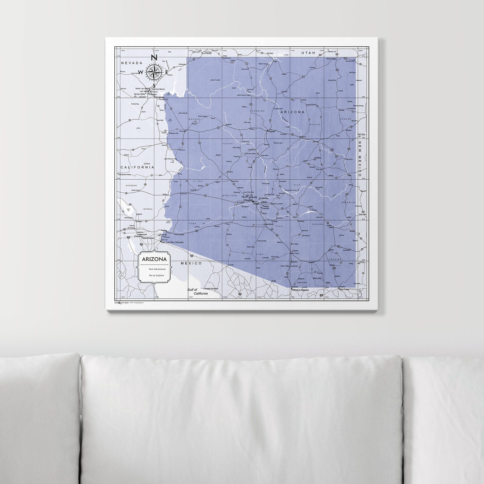 Push Pin Arizona Map (Pin Board) - Purple Color Splash CM Pin Board