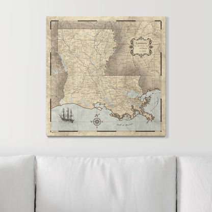 Push Pin Louisiana Map (Pin Board) - Rustic Vintage CM Pin Board