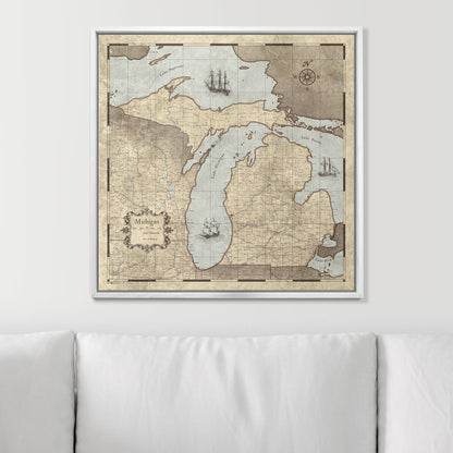 Push Pin Michigan Map (Pin Board) - Rustic Vintage CM Pin Board