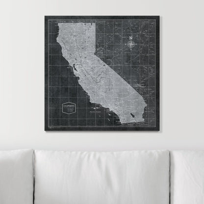 Push Pin California Map (Pin Board) - Modern Slate CM Pin Board