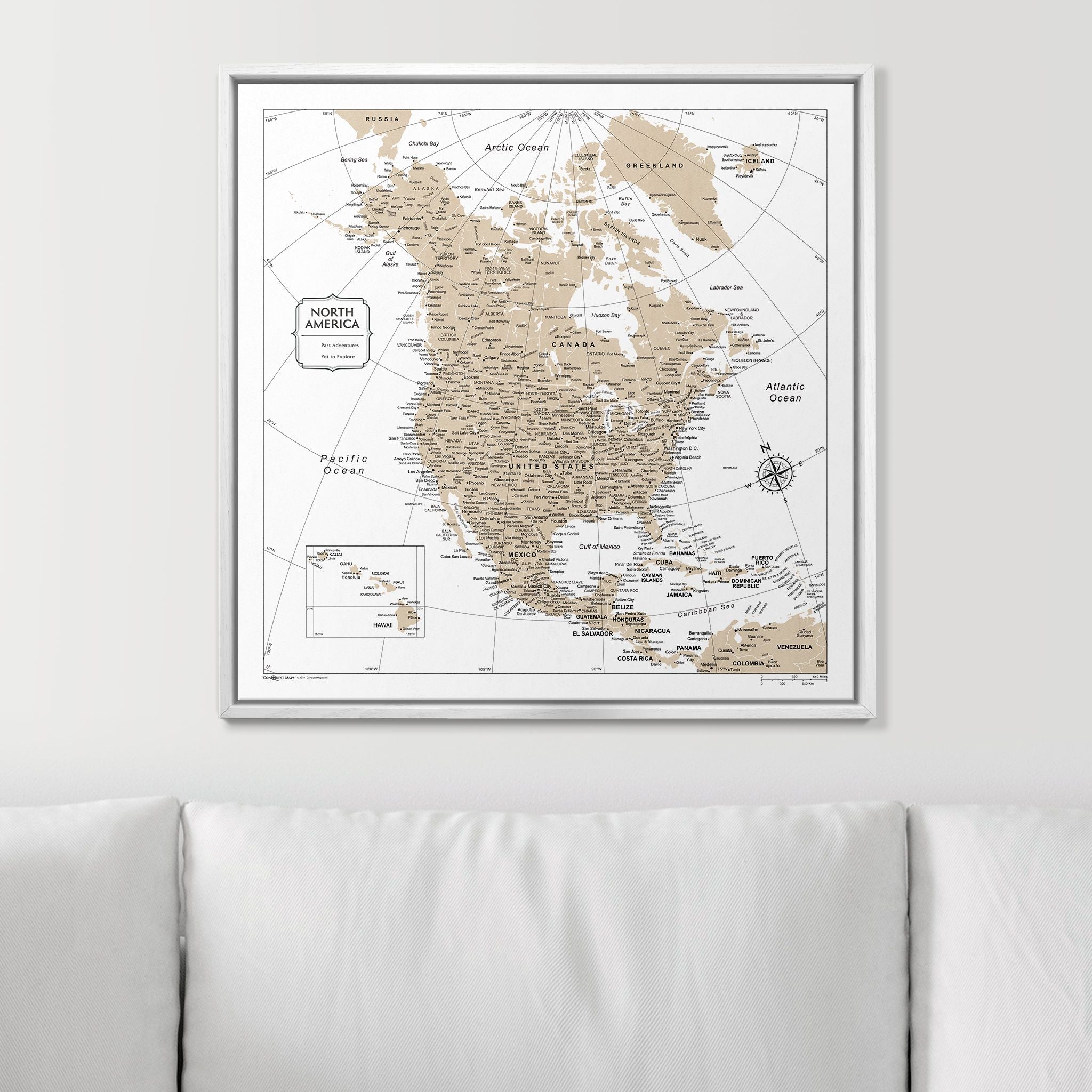 Push Pin North America Map (Pin Board) - Light Brown Color Splash CM Pin Board