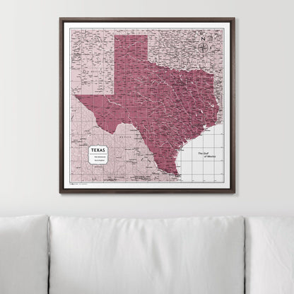 Push Pin Texas Map (Pin Board) - Burgundy Color Splash CM Pin Board