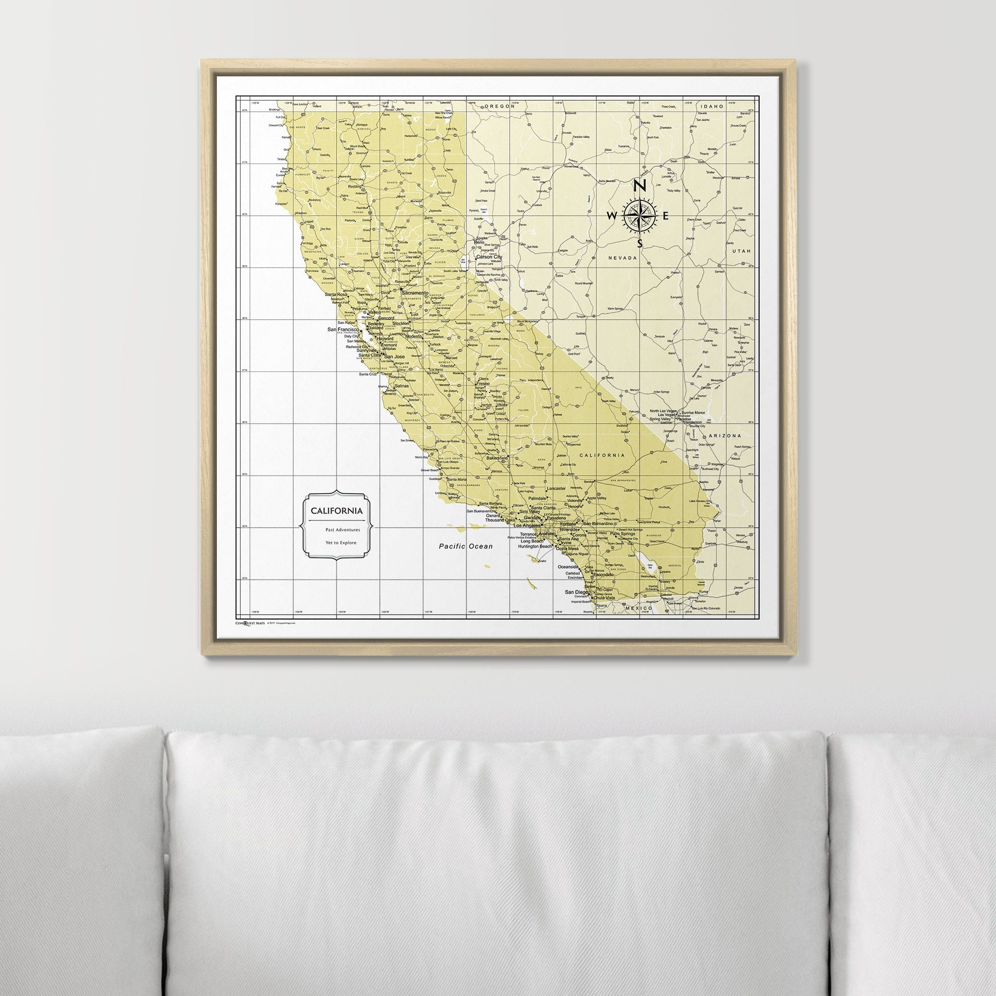 Push Pin California Map (Pin Board) - Yellow Color Splash CM Pin Board