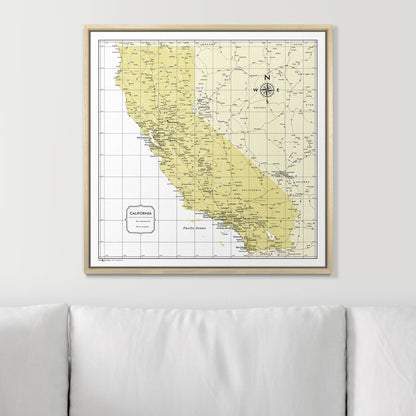 Push Pin California Map (Pin Board) - Yellow Color Splash CM Pin Board