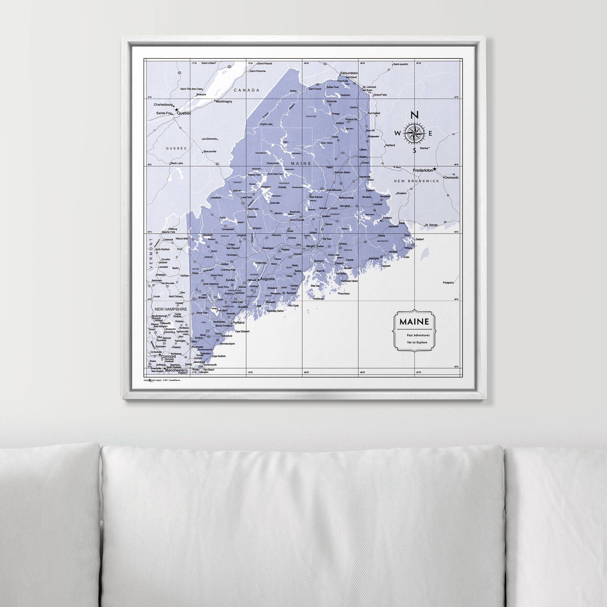 Push Pin Maine Map (Pin Board) - Purple Color Splash CM Pin Board