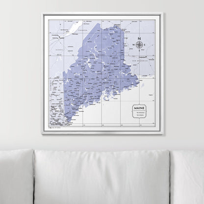 Push Pin Maine Map (Pin Board) - Purple Color Splash CM Pin Board