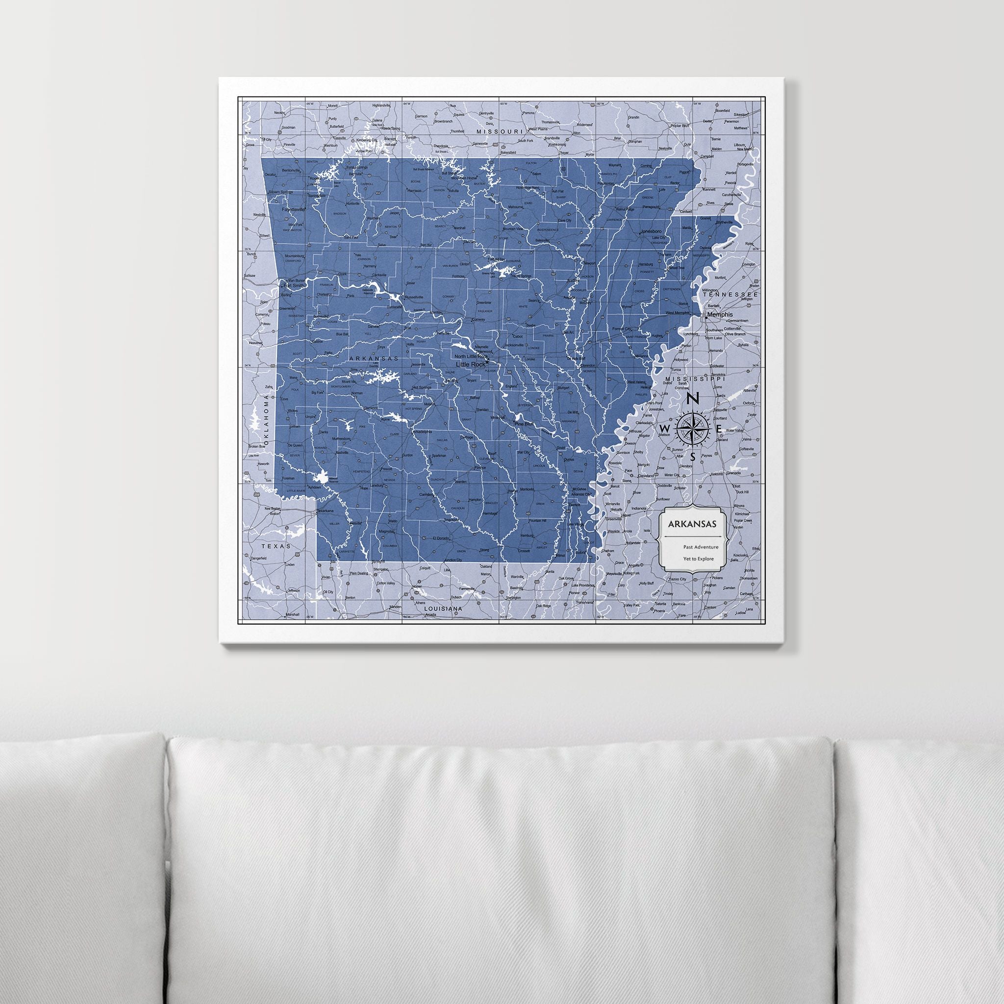 Push Pin Arkansas Map (Pin Board) - Navy Color Splash CM Pin Board