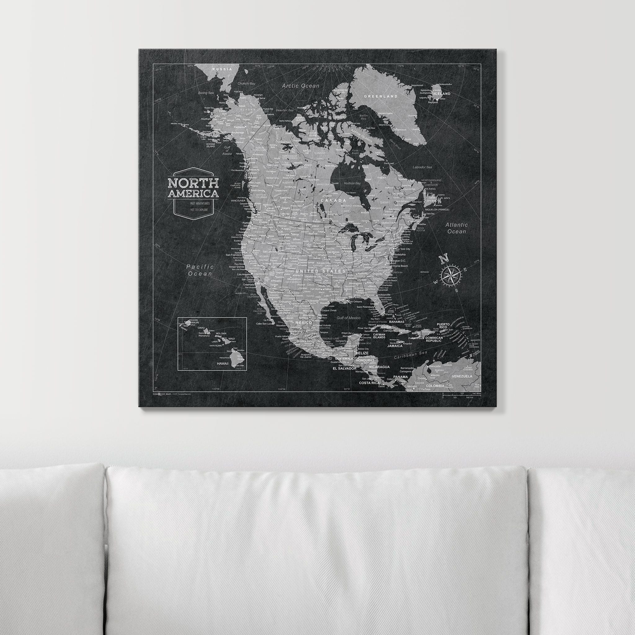 Push Pin North America Map (Pin Board) - Modern Slate CM Pin Board