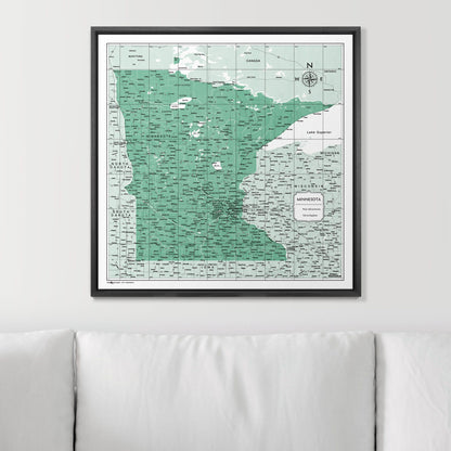 Push Pin Minnesota Map (Pin Board) - Green Color Splash CM Pin Board