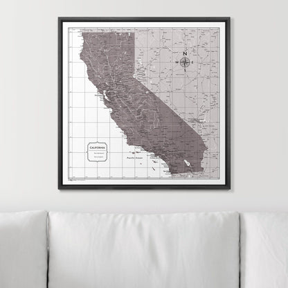 Push Pin California Map (Pin Board) - Dark Brown Color Splash CM Pin Board