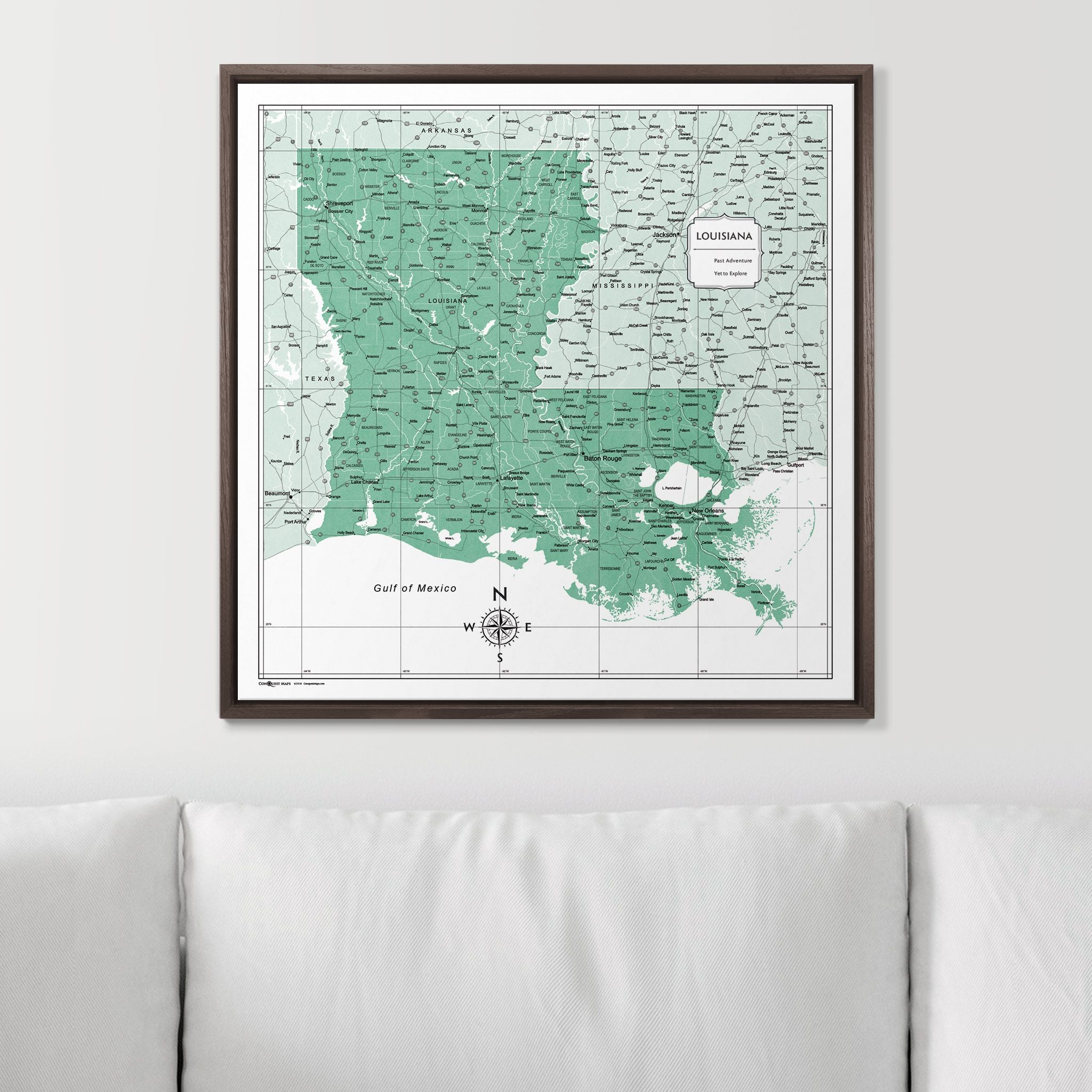 Push Pin Louisiana Map (Pin Board) - Green Color Splash CM Pin Board