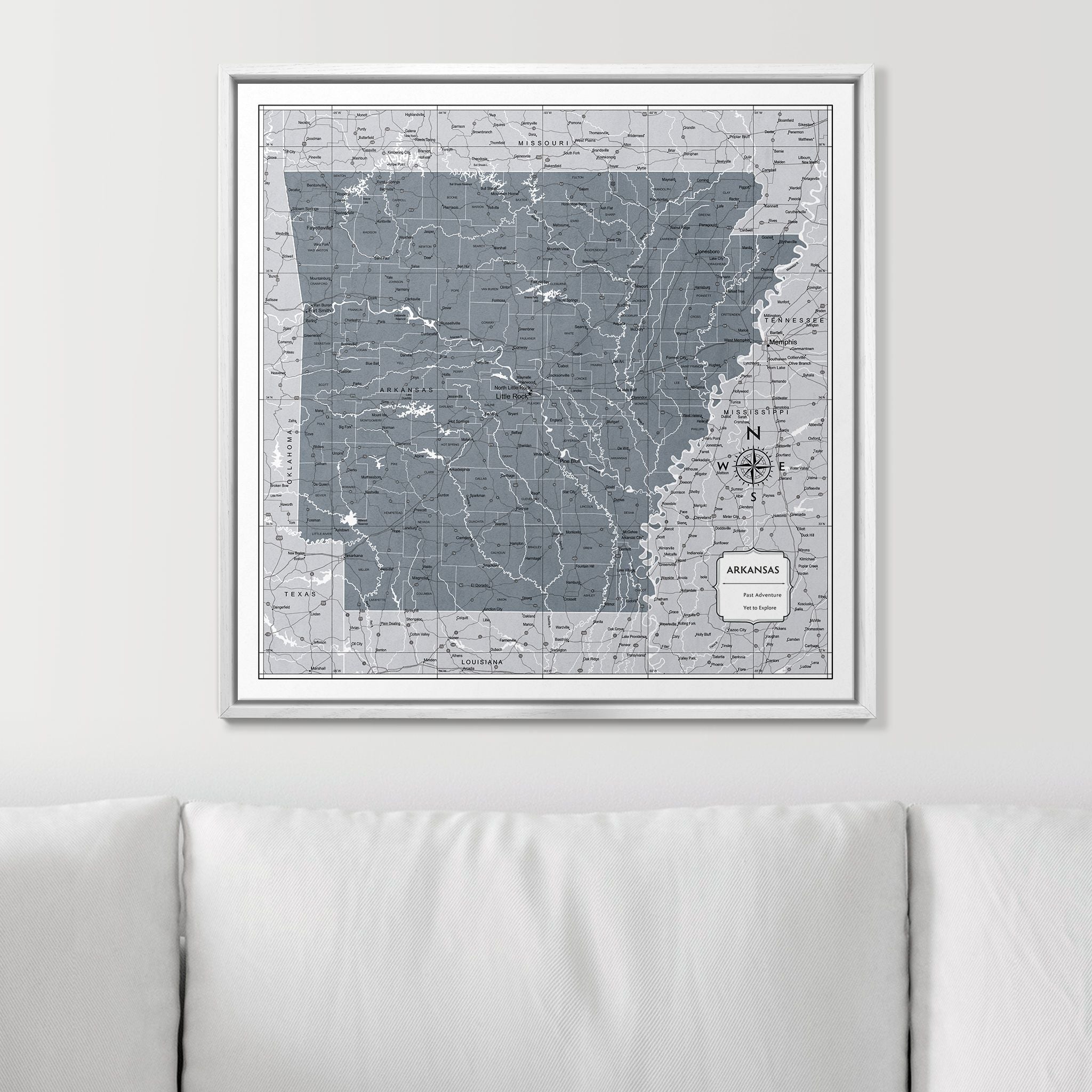 Push Pin Arkansas Map (Pin Board) - Dark Gray Color Splash CM Pin Board