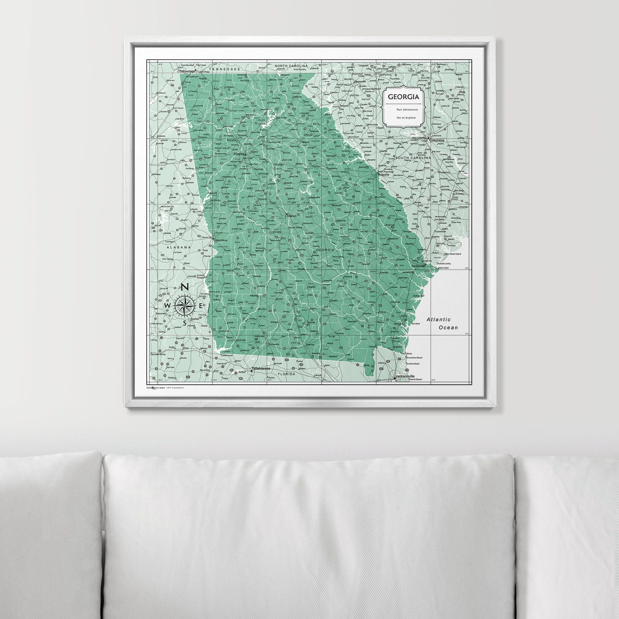 Push Pin Georgia Map (Pin Board) - Green Color Splash CM Pin Board