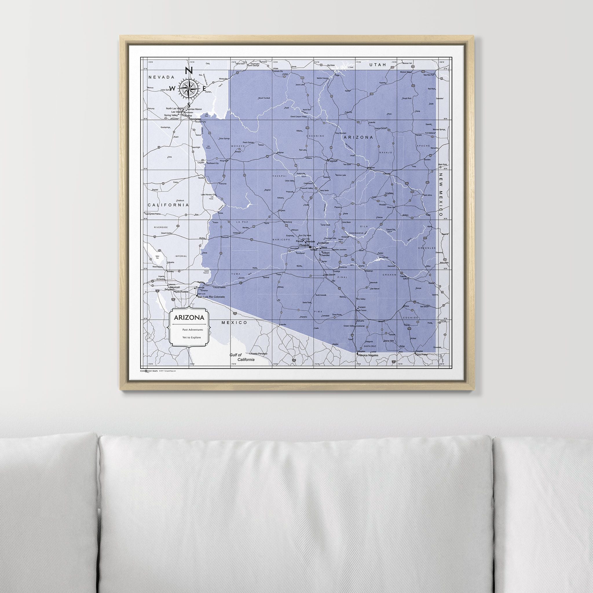 Push Pin Arizona Map (Pin Board) - Purple Color Splash CM Pin Board