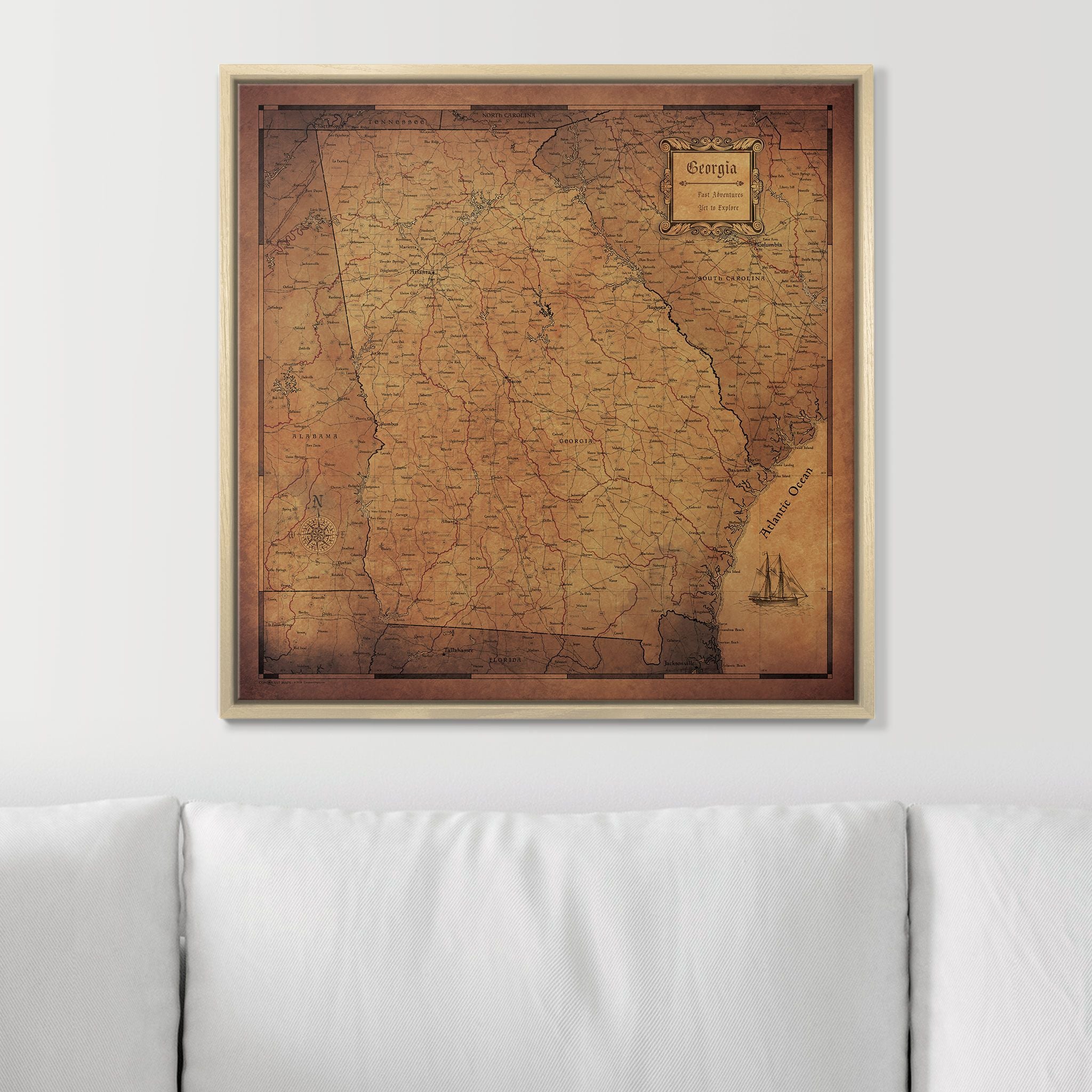 Push Pin Georgia Map (Pin Board) - Rustic Vintage CM Pin Board