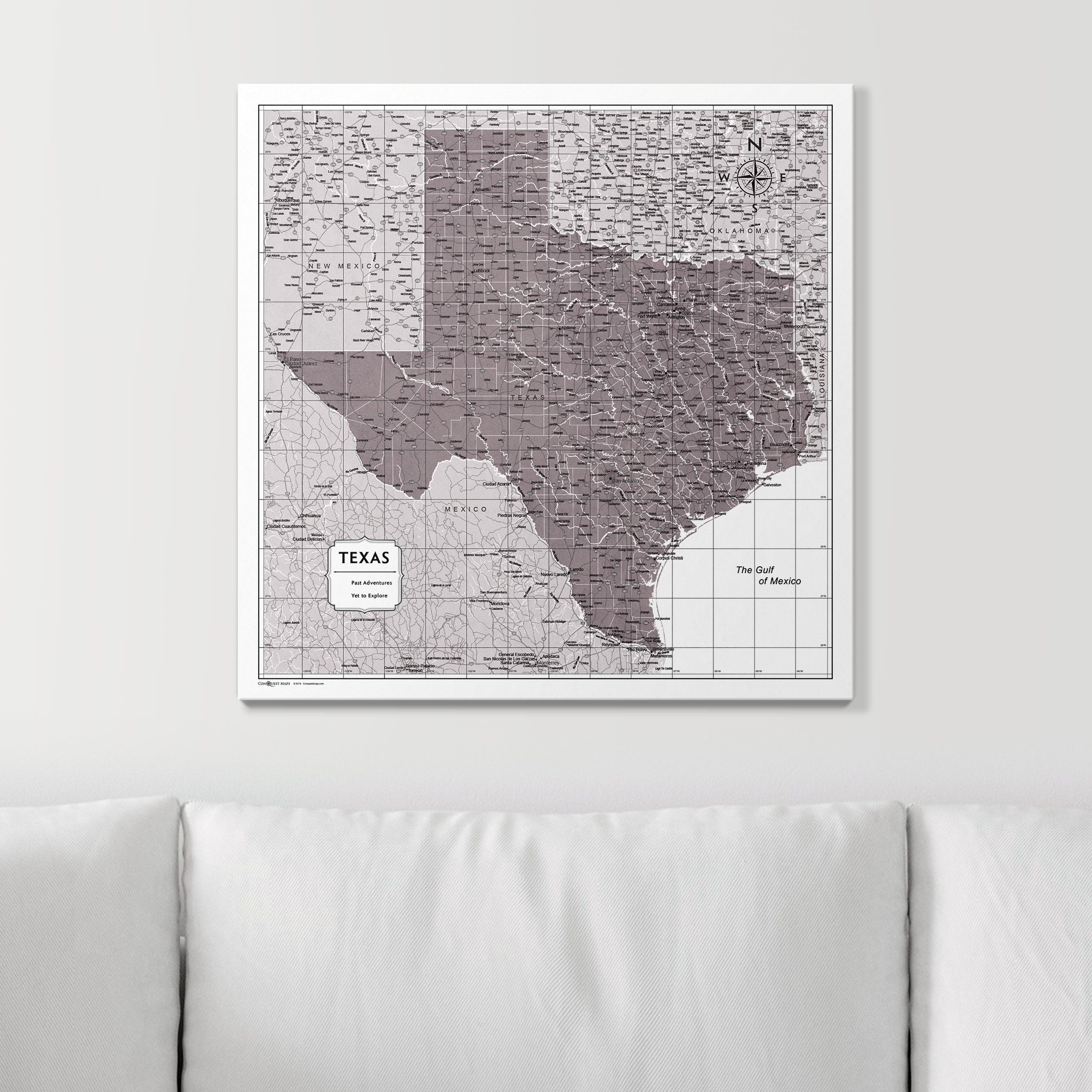 Push Pin Texas Map (Pin Board) - Dark Brown Color Splash CM Pin Board