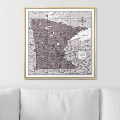 Push Pin Minnesota Map (Pin Board) - Dark Brown Color Splash CM Pin Board