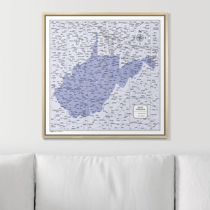 Push Pin West Virginia Map (Pin Board) - Purple Color Splash CM Pin Board