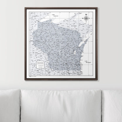 Push Pin Wisconsin Map (Pin Board) - Light Gray Color Splash CM Pin Board