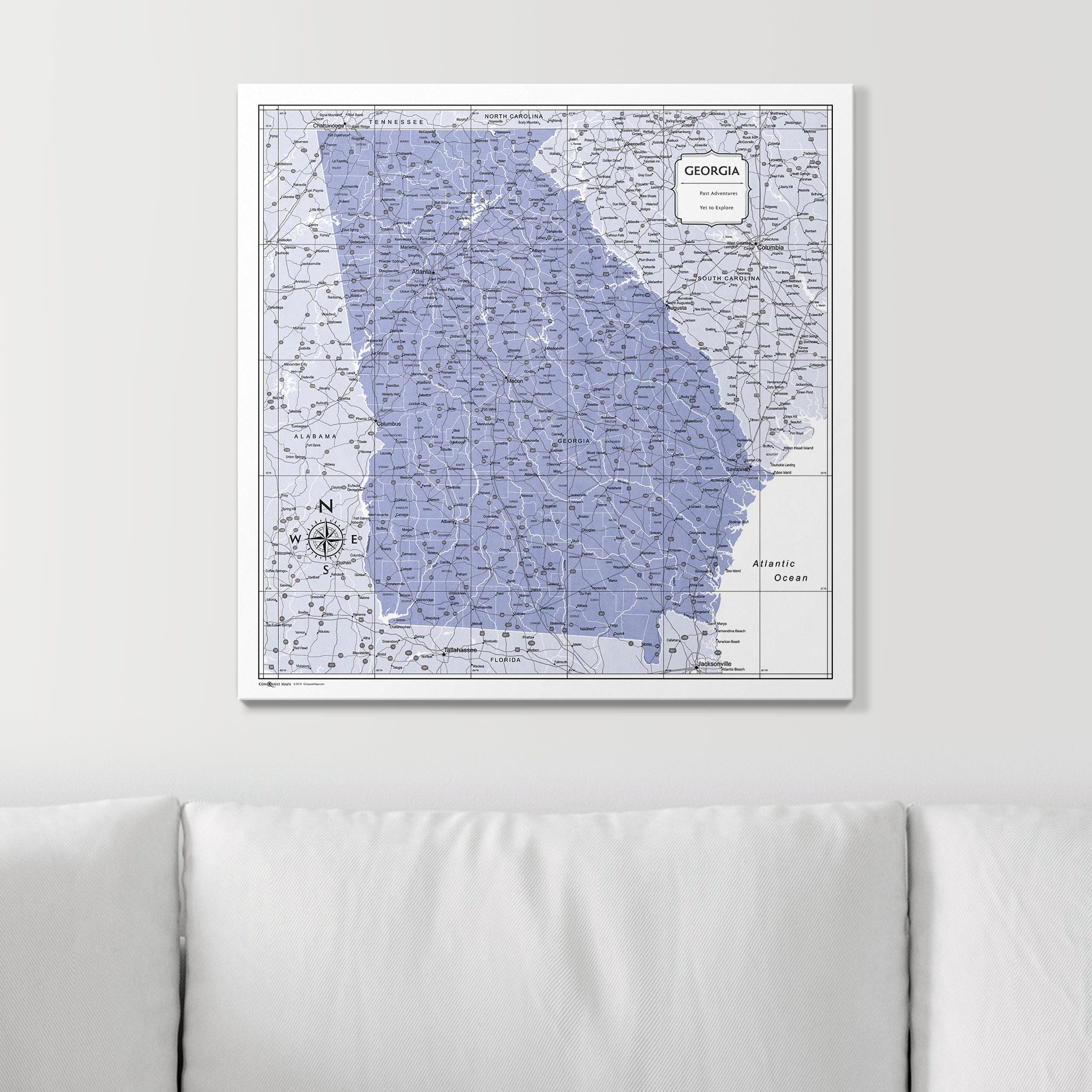 Push Pin Georgia Map (Pin Board) - Purple Color Splash CM Pin Board