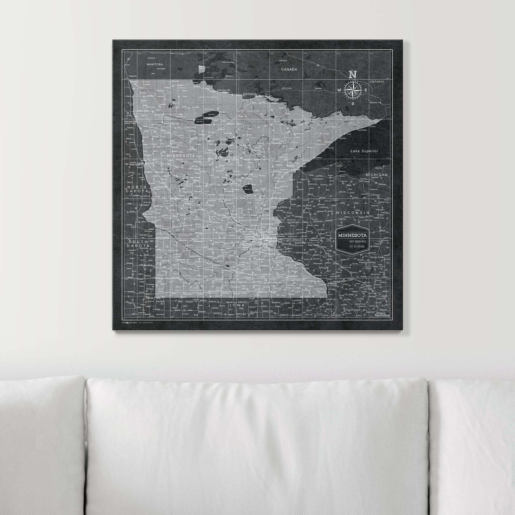 Push Pin Minnesota Map (Pin Board) - Modern Slate CM Pin Board