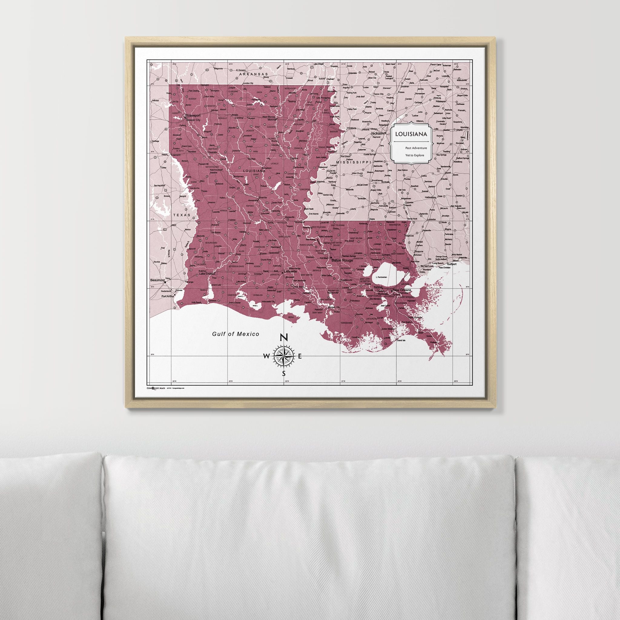 Push Pin Louisiana Map (Pin Board) - Burgundy Color Splash CM Pin Board