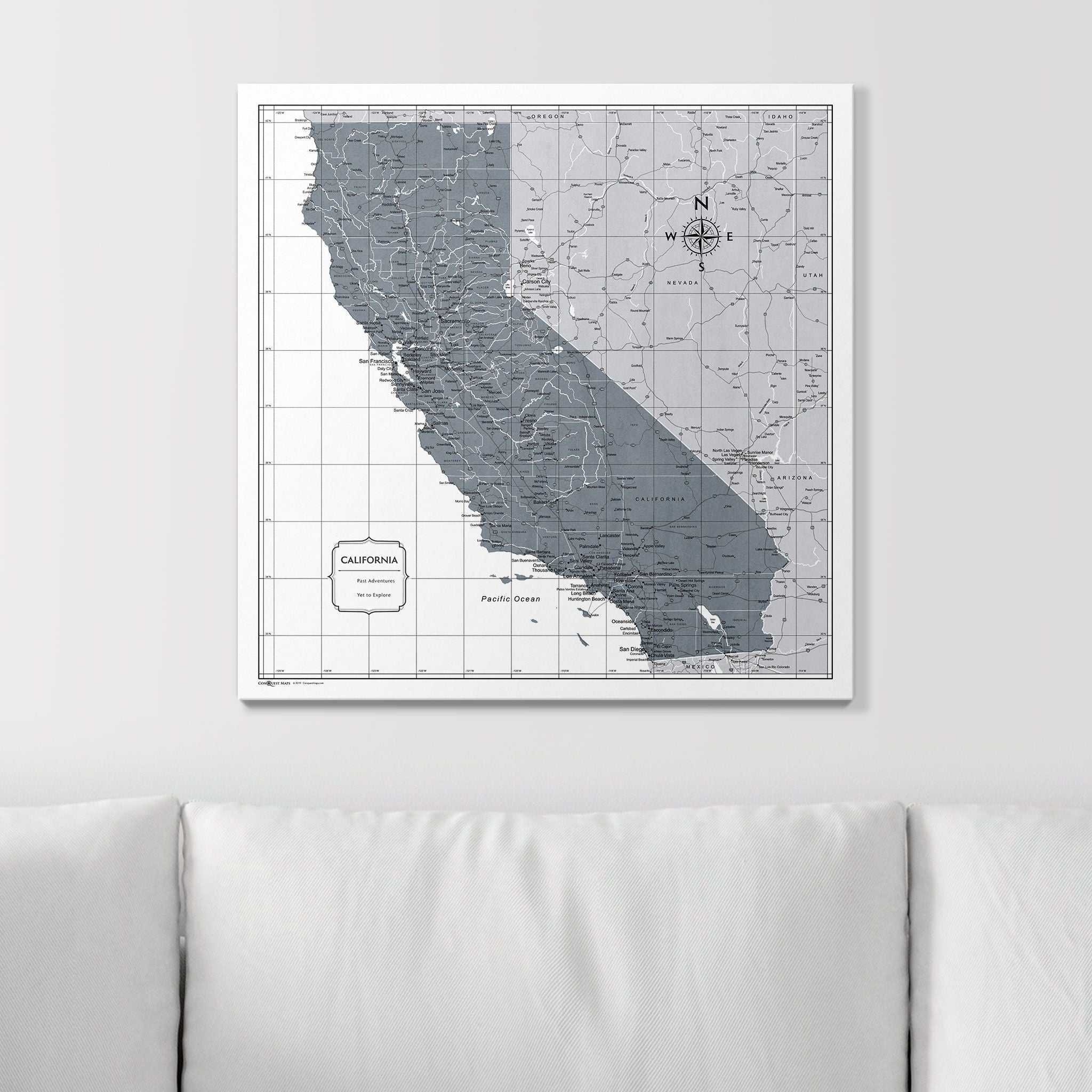 Push Pin California Map (Pin Board) - Dark Gray Color Splash CM Pin Board