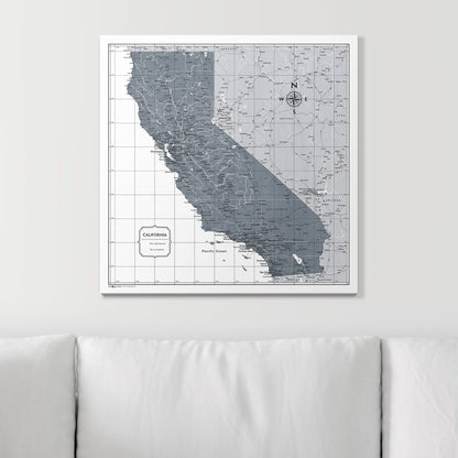 Push Pin California Map (Pin Board) - Dark Gray Color Splash CM Pin Board