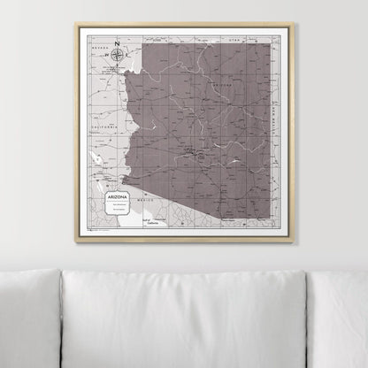 Push Pin Arizona Map (Pin Board) - Dark Brown Color Splash CM Pin Board