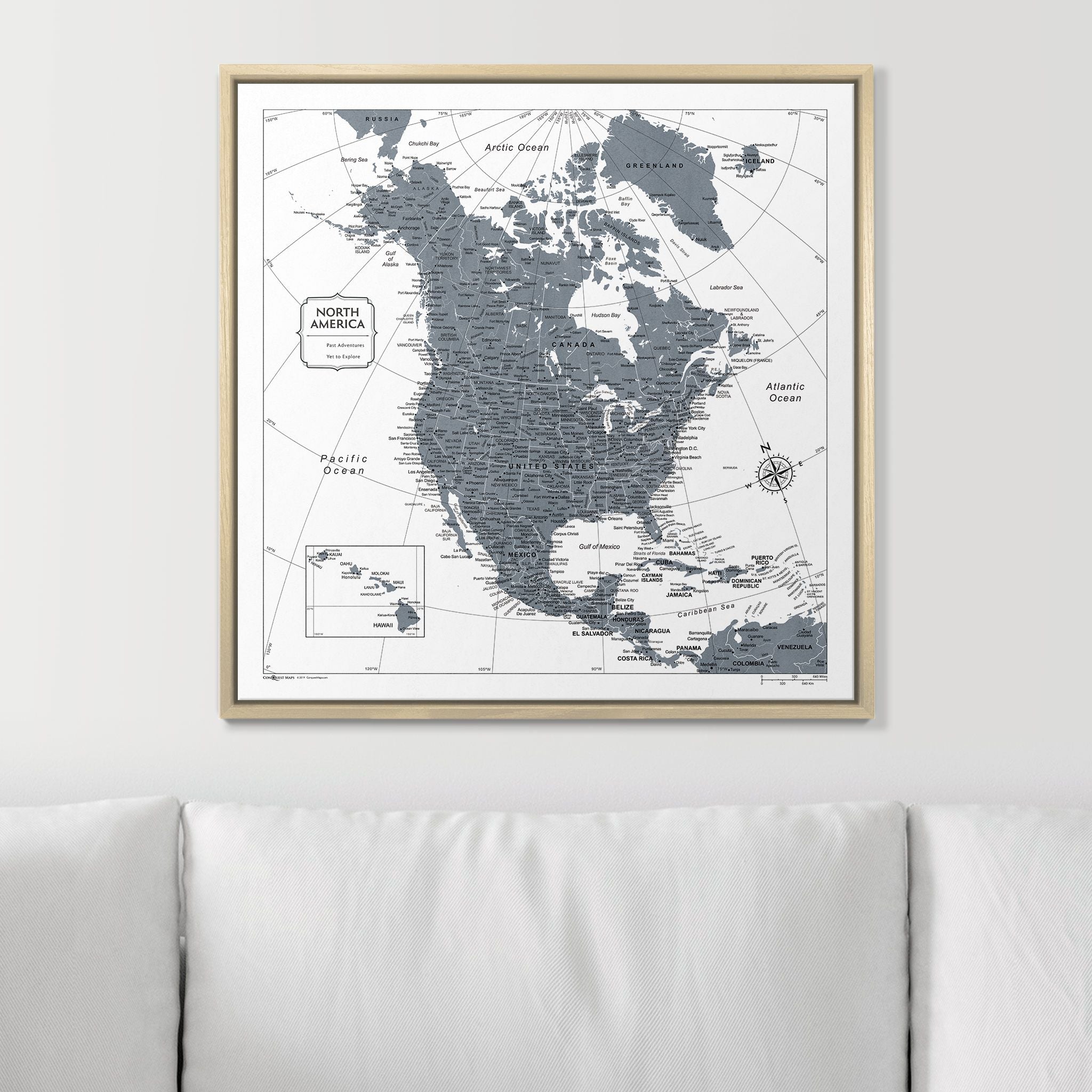 Push Pin North America Map (Pin Board) - Dark Gray Color Splash CM Pin Board