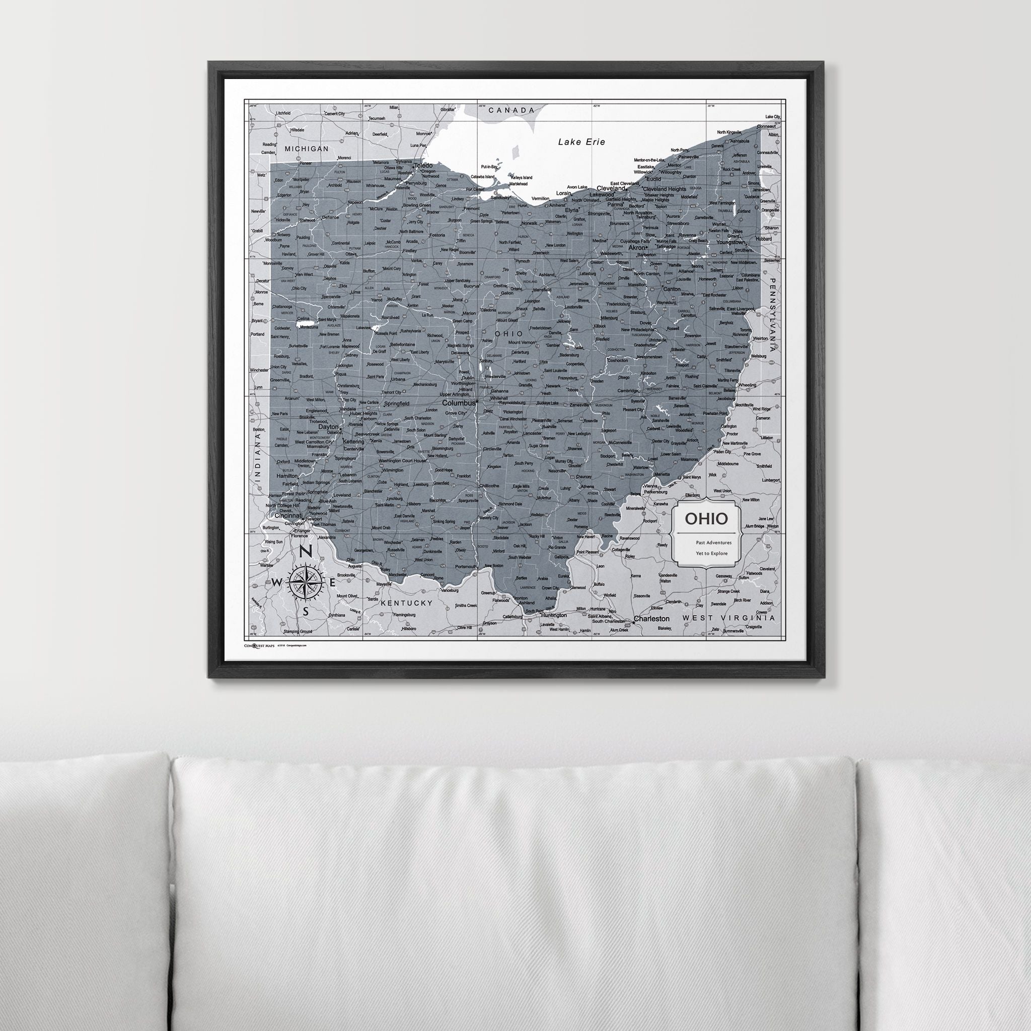 Push Pin Ohio Map (Pin Board) - Dark Gray Color Splash CM Pin Board