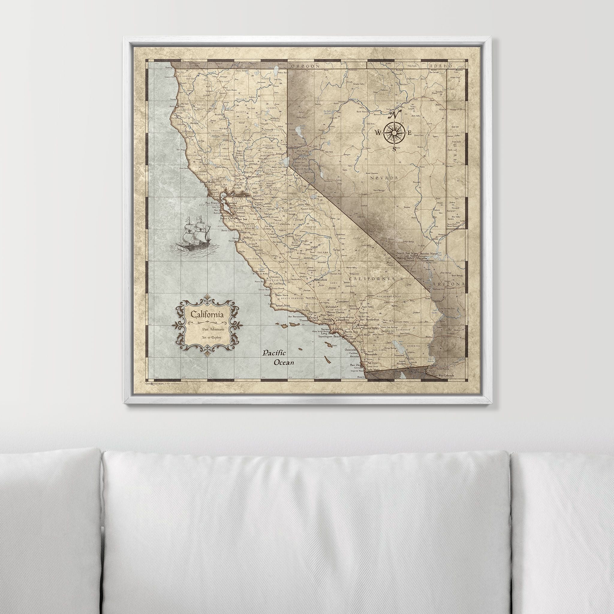 Push Pin California Map (Pin Board) - Rustic Vintage CM Pin Board