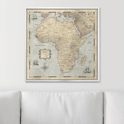 Push Pin Africa Map (Pin Board) - Rustic Vintage CM Pin Board