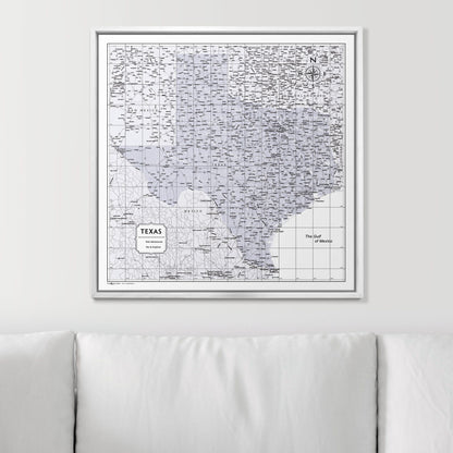 Push Pin Texas Map (Pin Board) - Light Gray Color Splash CM Pin Board