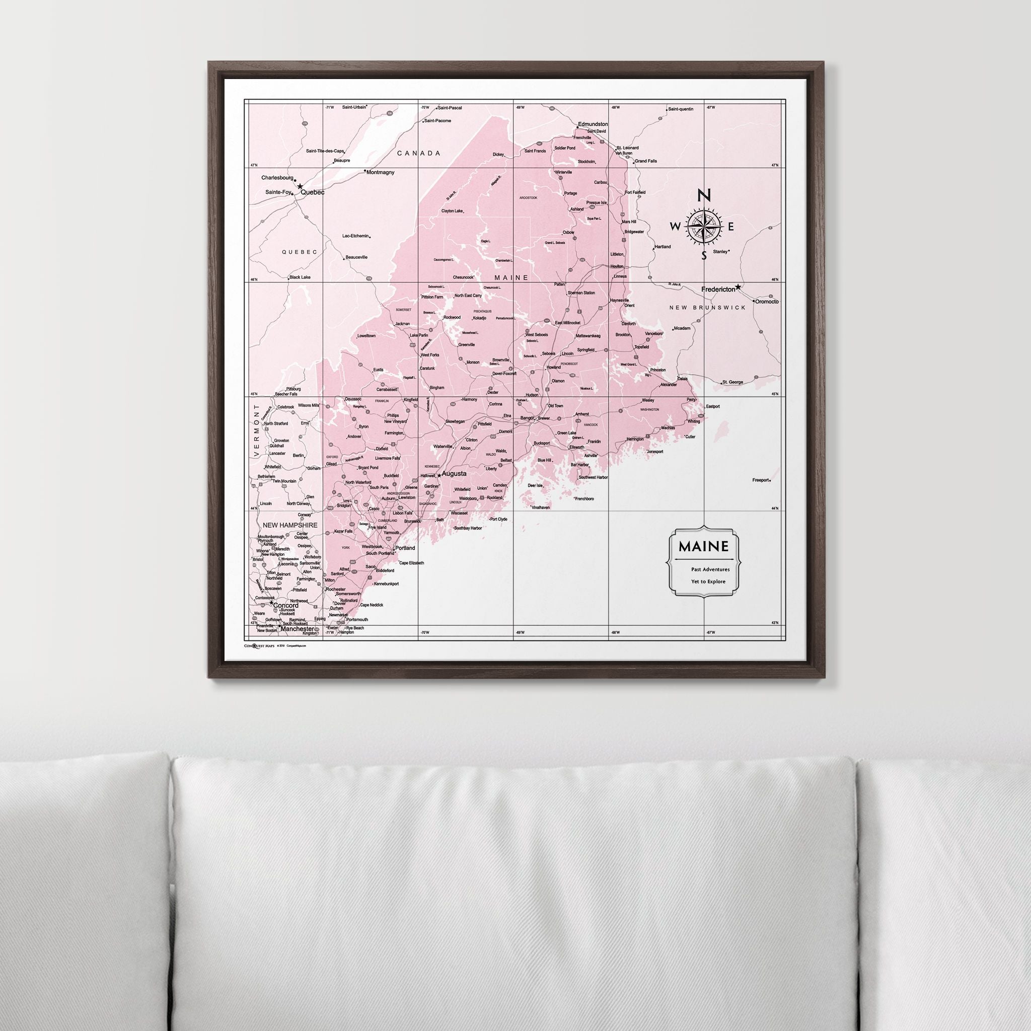 Push Pin Maine Map (Pin Board) - Pink Color Splash CM Pin Board