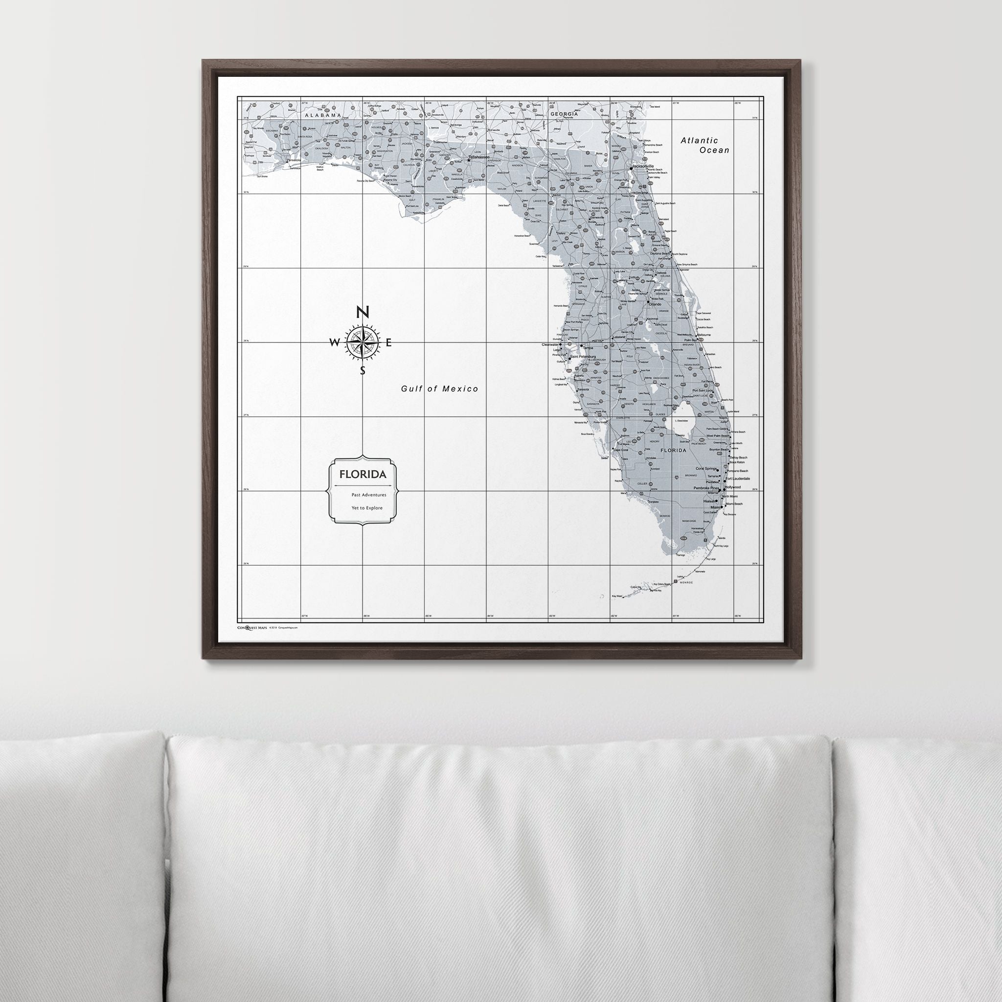 Push Pin Florida Map (Pin Board) - Light Gray Color Splash CM Pin Board