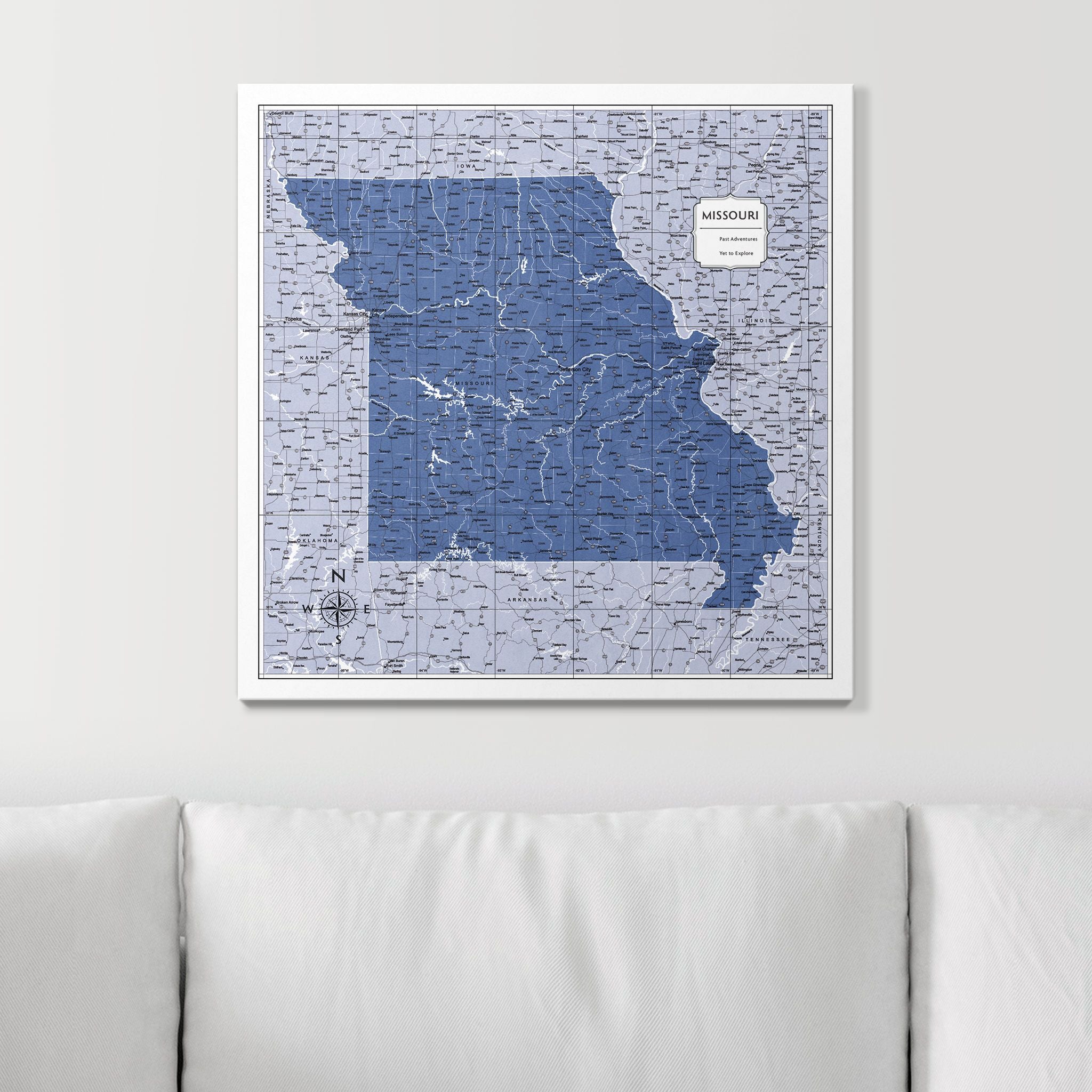 Push Pin Missouri Map (Pin Board) - Navy Color Splash CM Pin Board