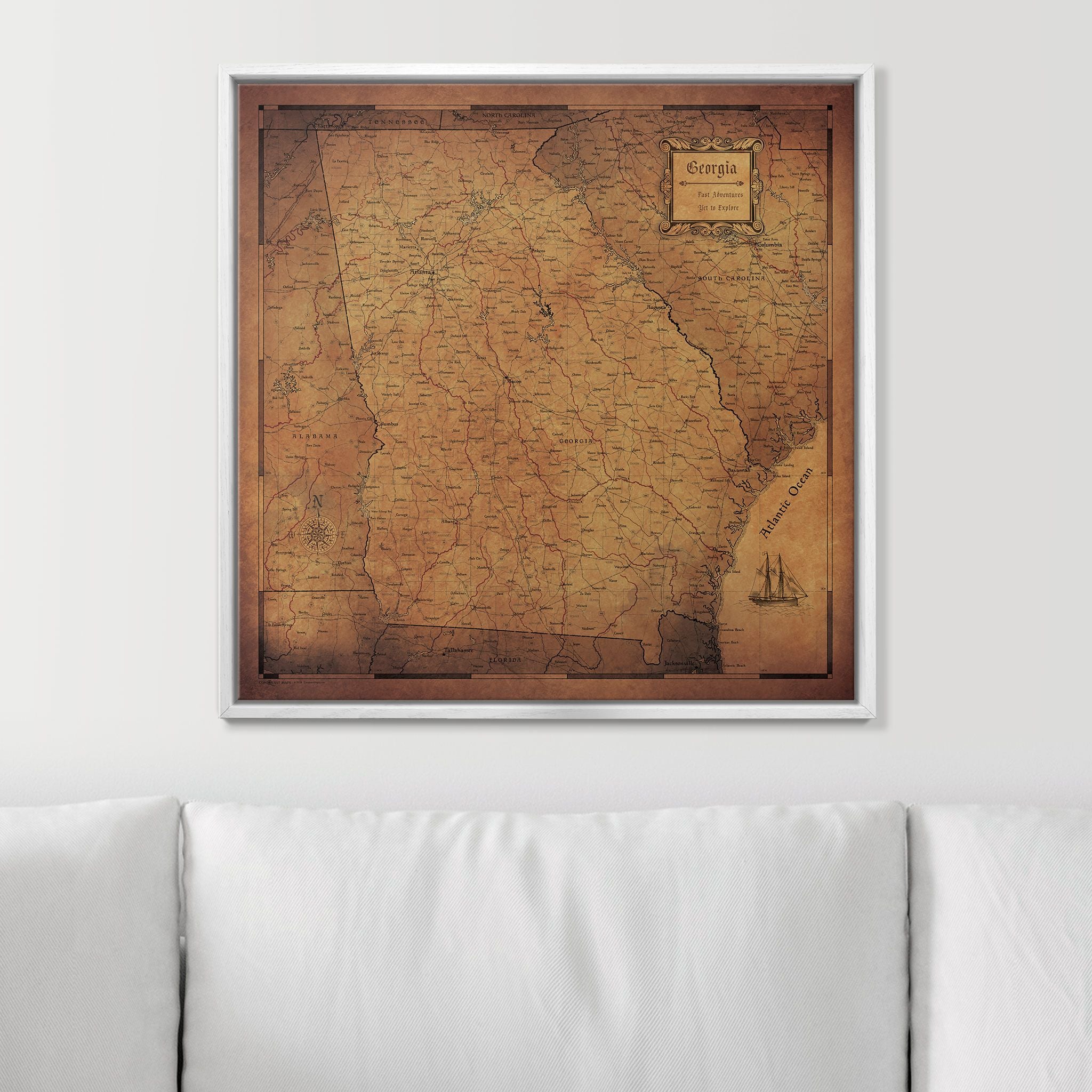 Push Pin Georgia Map (Pin Board) - Rustic Vintage CM Pin Board