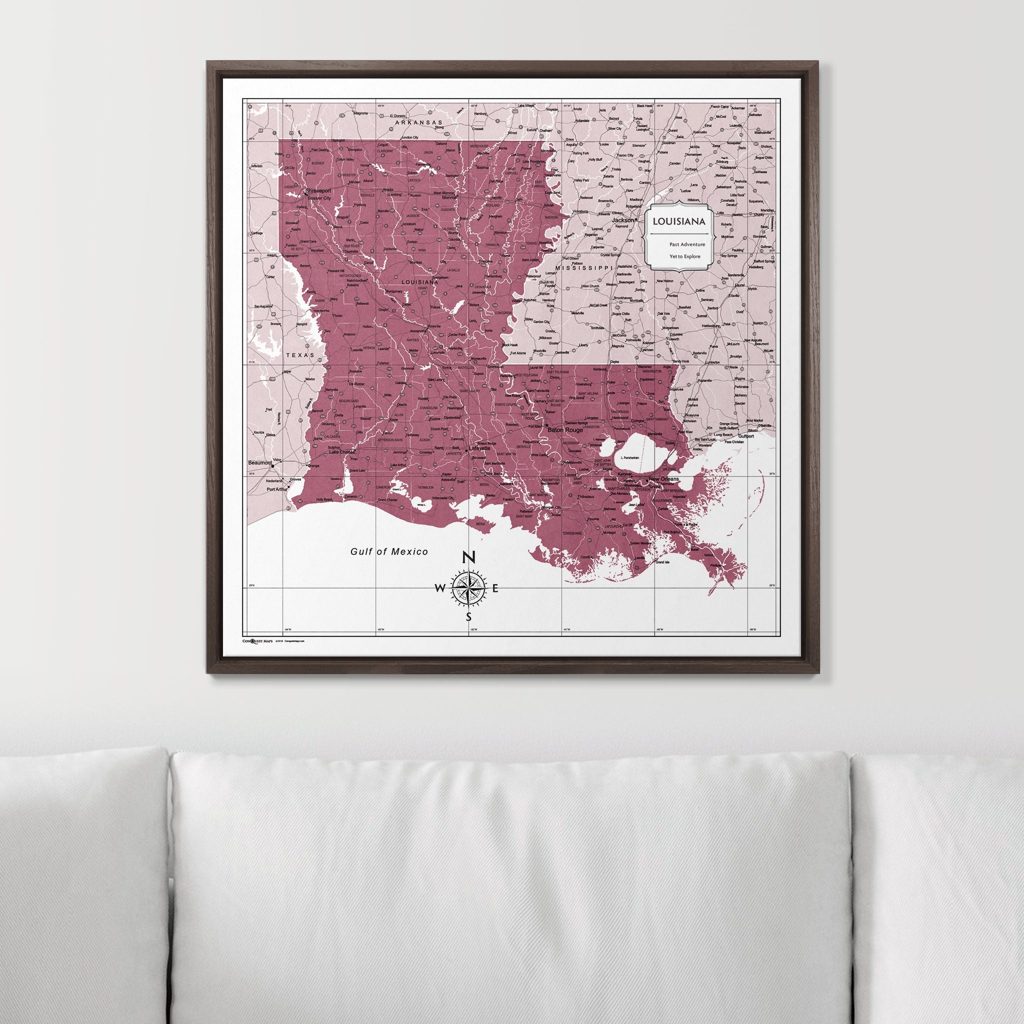 Push Pin Louisiana Map (Pin Board) - Burgundy Color Splash CM Pin Board