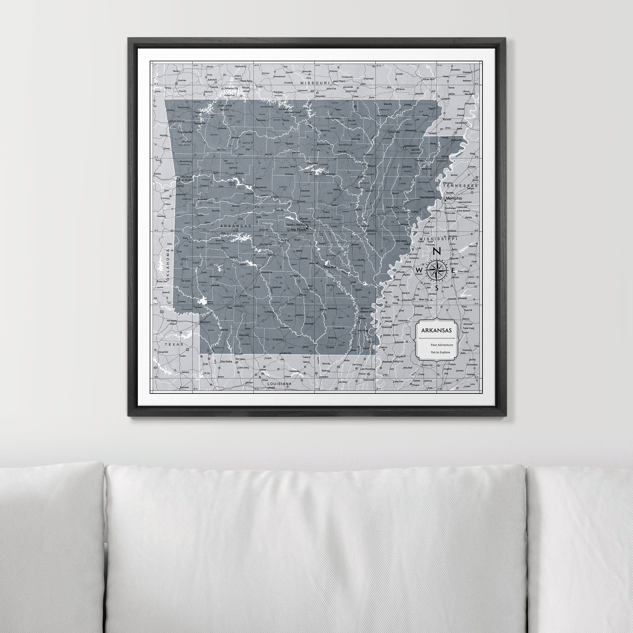 Push Pin Arkansas Map (Pin Board) - Dark Gray Color Splash CM Pin Board