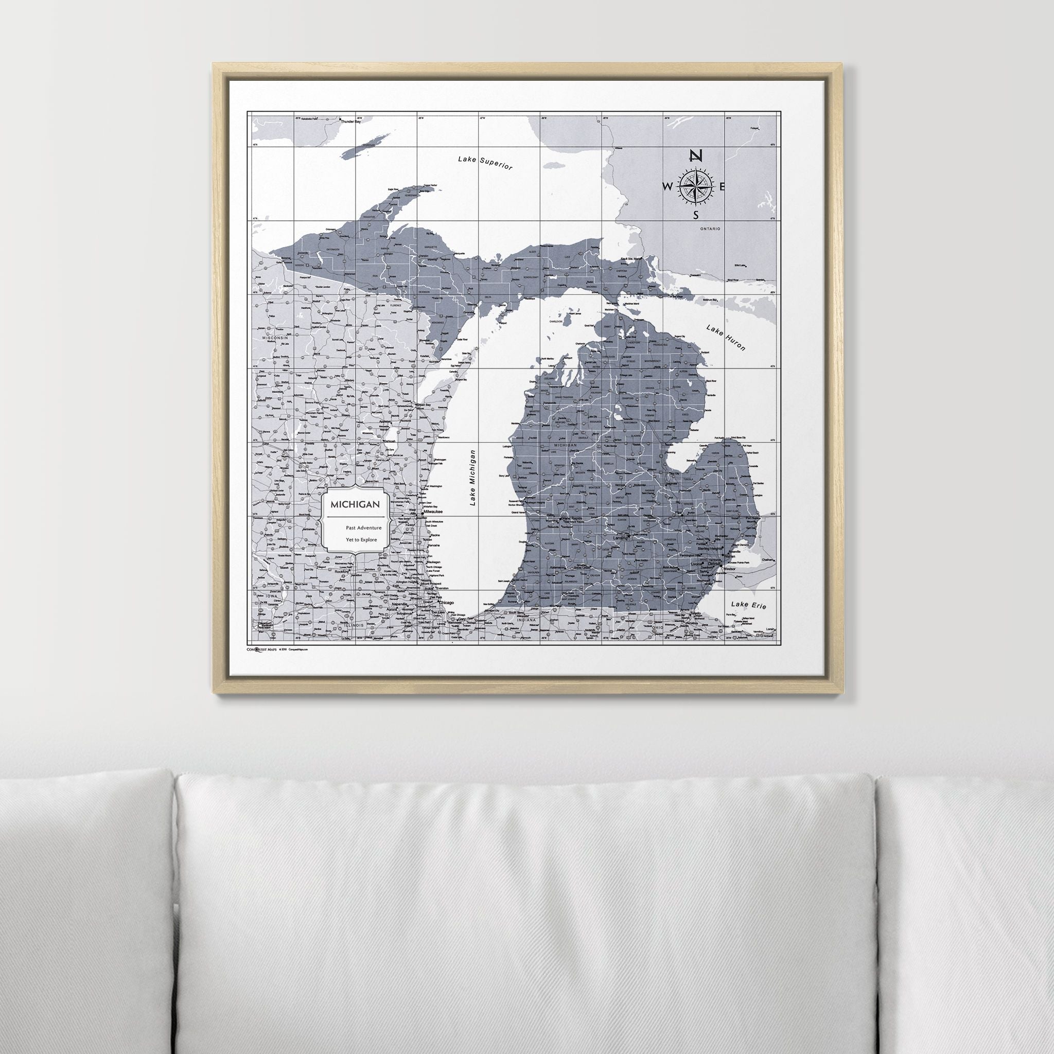 Push Pin Michigan Map (Pin Board) - Dark Gray Color Splash CM Pin Board